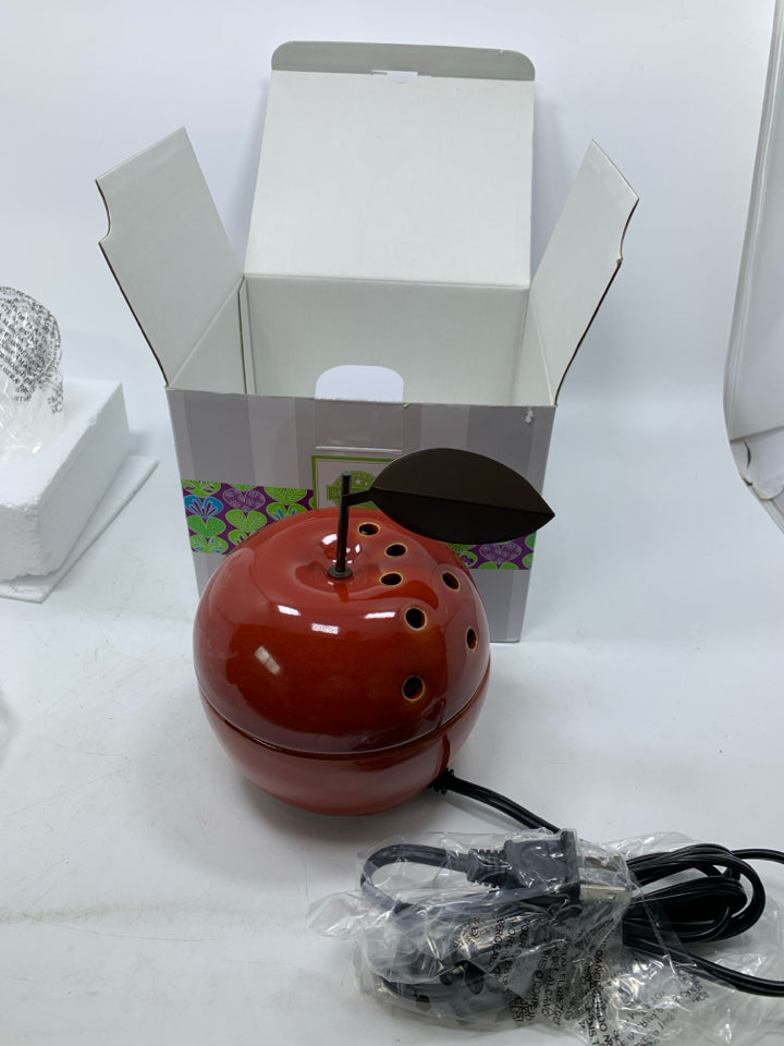 NIB CERAMIC APPLE SHAPED WAX WARMER.