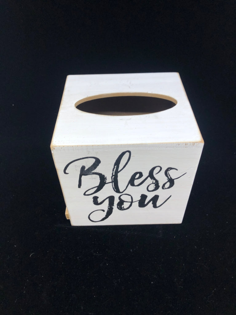 BLESS YOU WHITE TISSUE BOX.