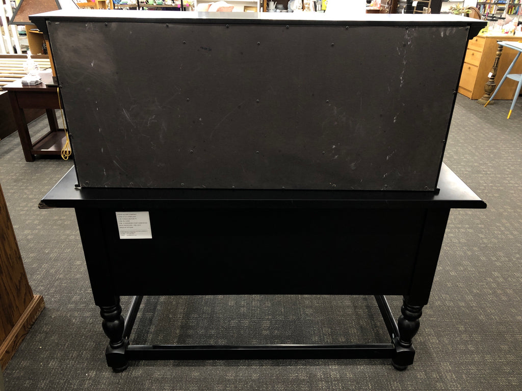 2PC BLACK WOOD DESK W/ SHELVES *MINOR WEAR.