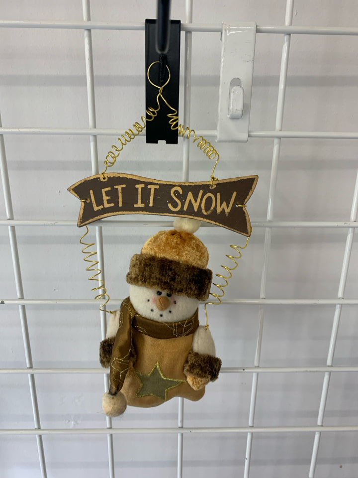 LET IT SNOW BROWN PLUSH SNOWMAN.