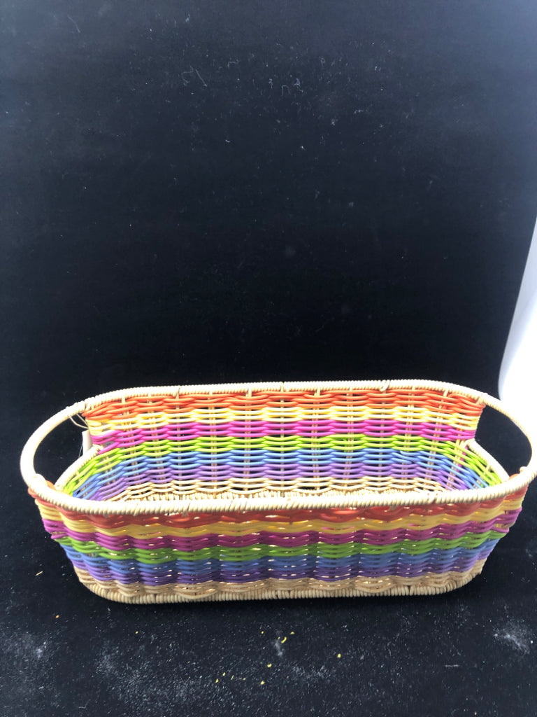 NAUTICA RAINBOW WICKER OVAL BASKET.