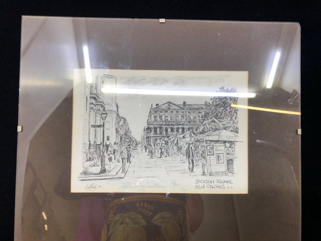 JACKSON SQUARE- NEW ORLEANS CHARCOAL DRAWING.