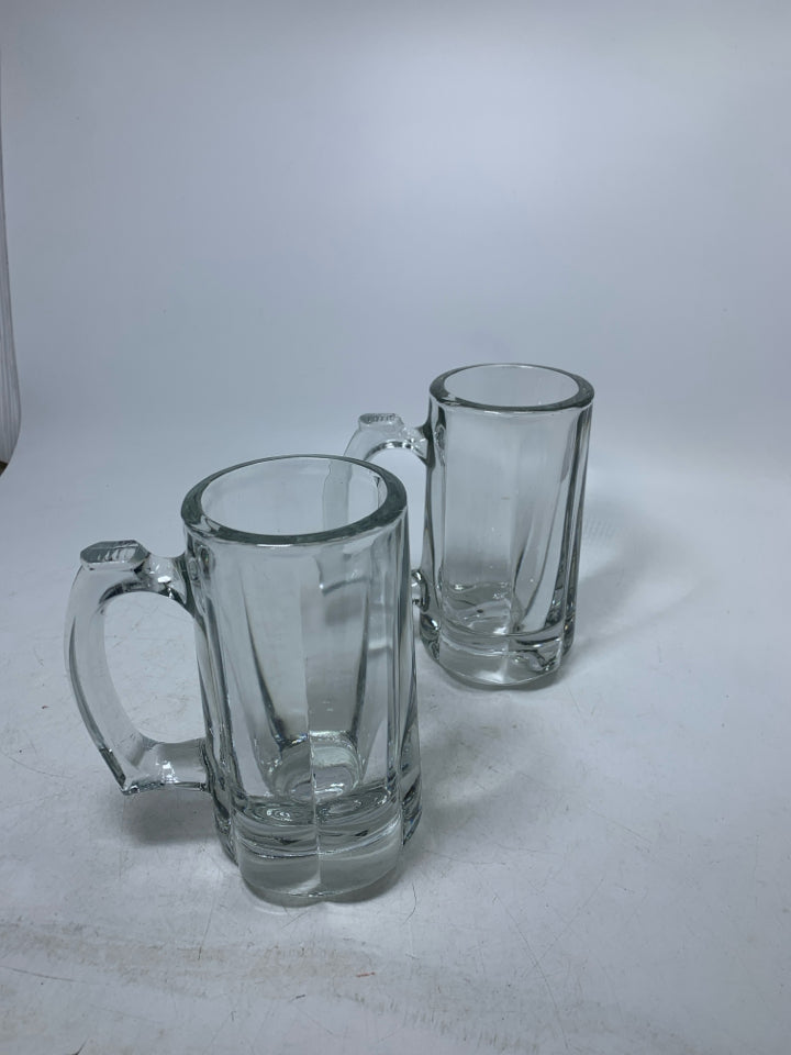 2 HEAVY CLEAR GLASS BEER MUGS.