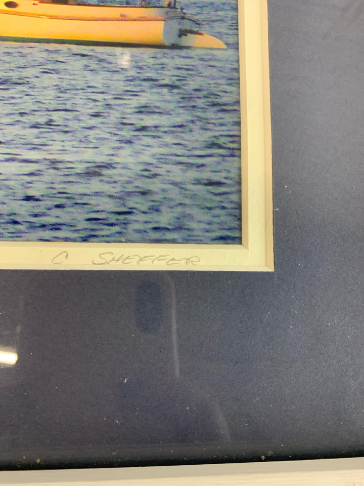 FRAMED EDGARTOWN LIGHTHOUSE PRINT.