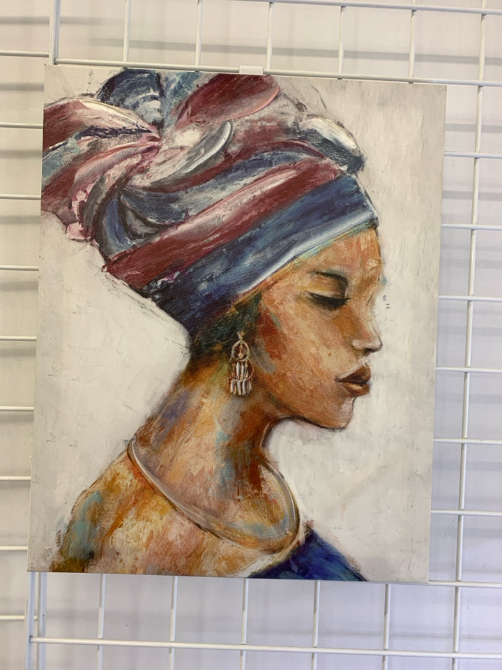 WOMAN W/ HEAD DRESS WALL CANVAS.