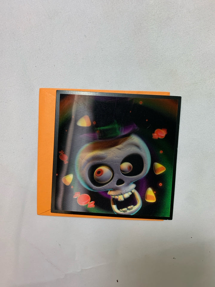 HALLOWEEN GREETING CARD-SKELETON HEAD 3D