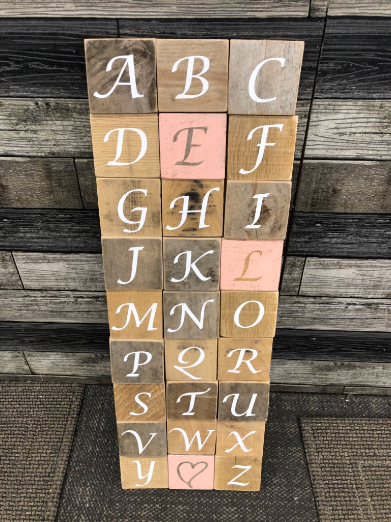 ABC RECLAIMED WOOD BLOCK WALL DECOR.