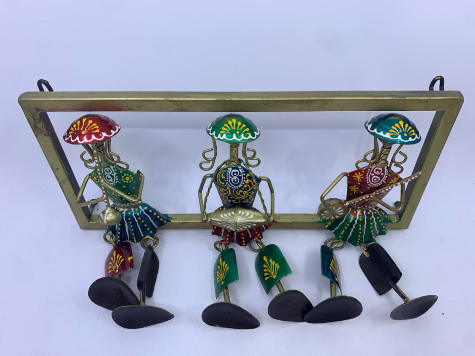 COLORFUL BRASS SHELF SITTING GIRLS WALL HANGING.