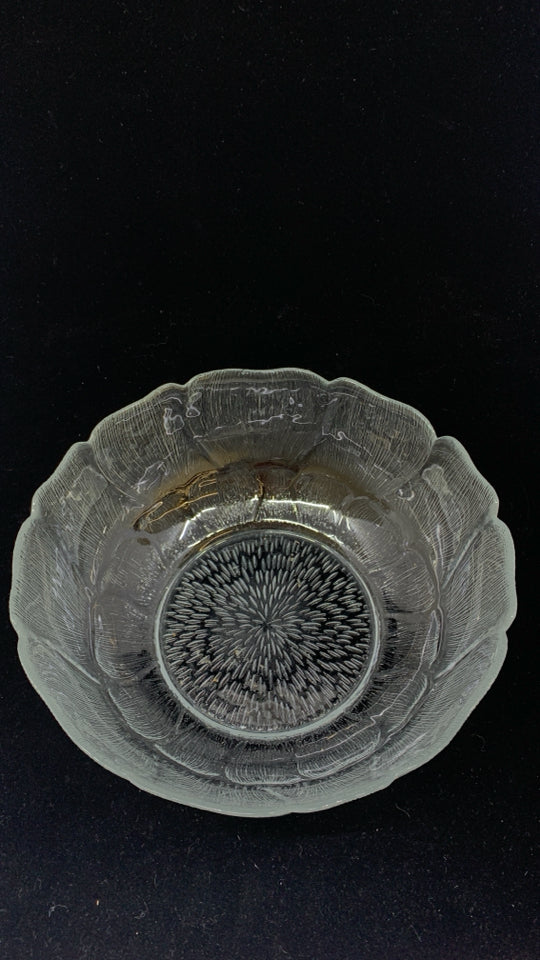 VTG DANDELION EMBOSSED CUT GLASS BOWL 10.
