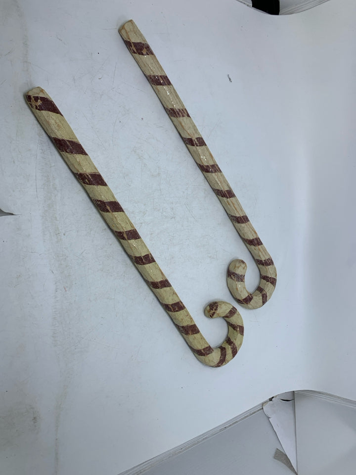 2 PRIMITIVE STYLE SPARKLE CANDY CANES.