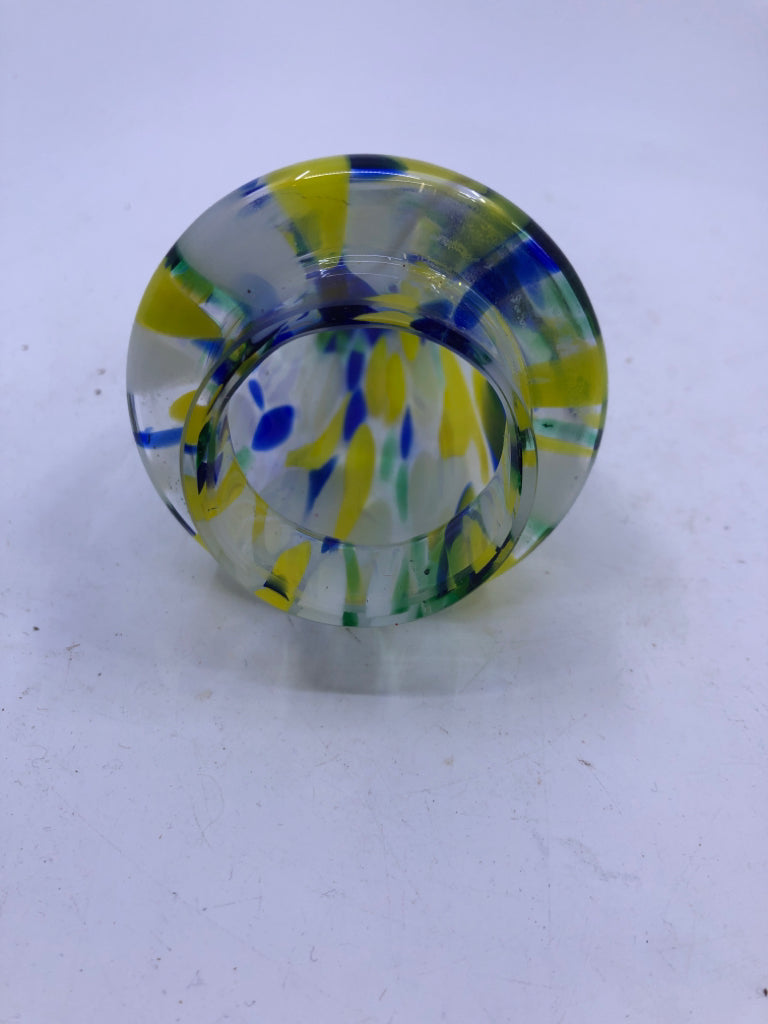 BLUE YELLOW GLASS TREE.
