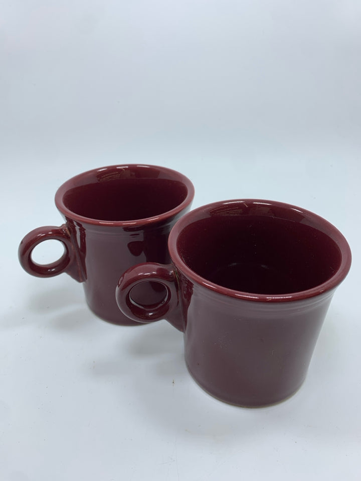 2 FIESTAWARE MAROON RING HANDLE MUG.
