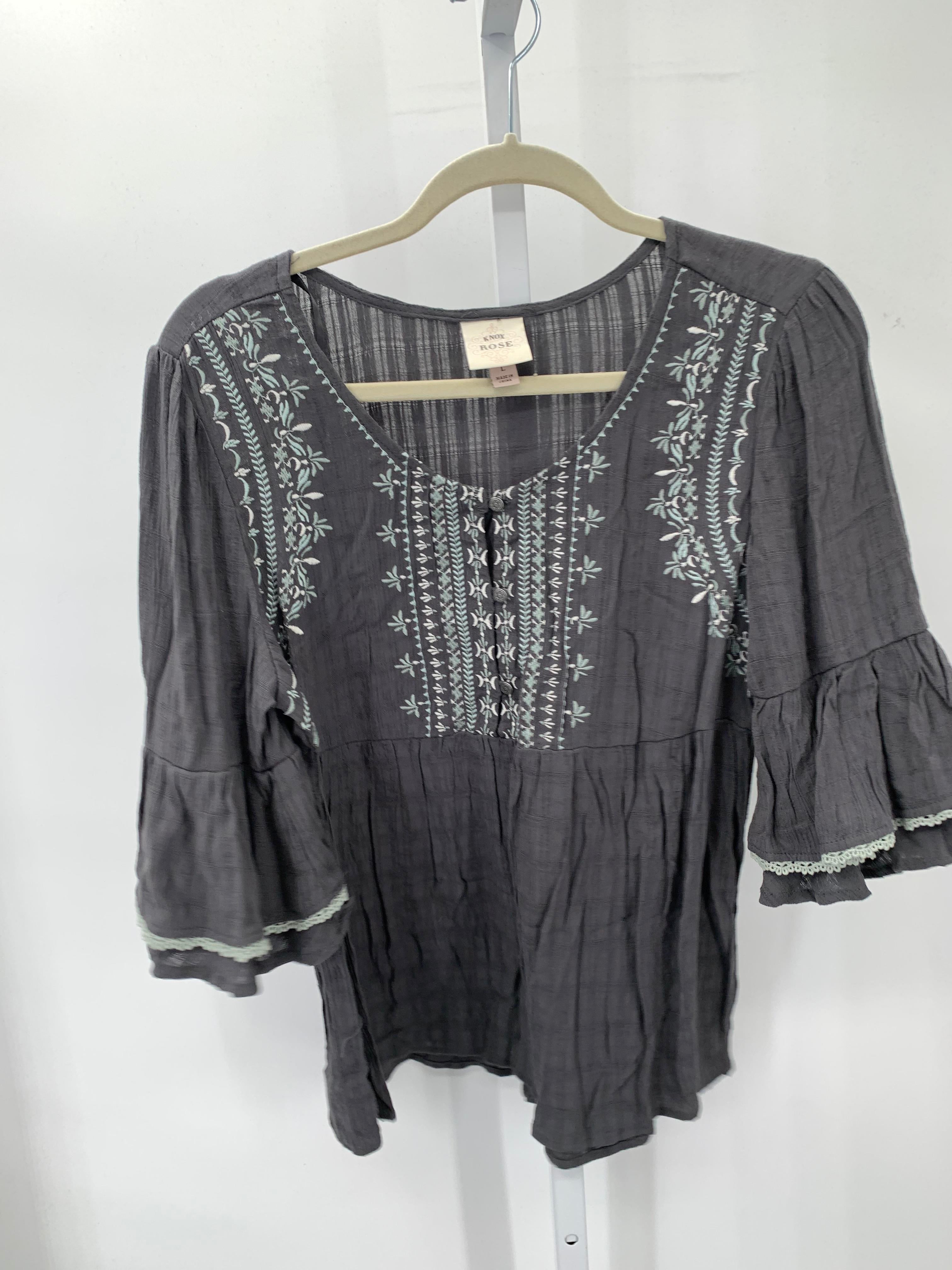 Knox Rose Size Large Misses Short Sleeve Shirt