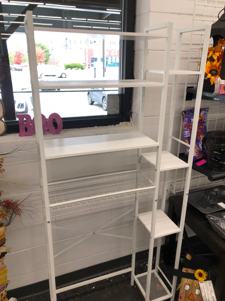 WHITE 6 SHELF BATHROOM STORAGE RACK.