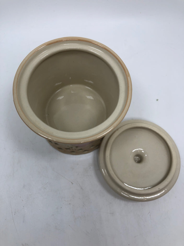 PINK ROSE VANITY CONTAINER W/LID.