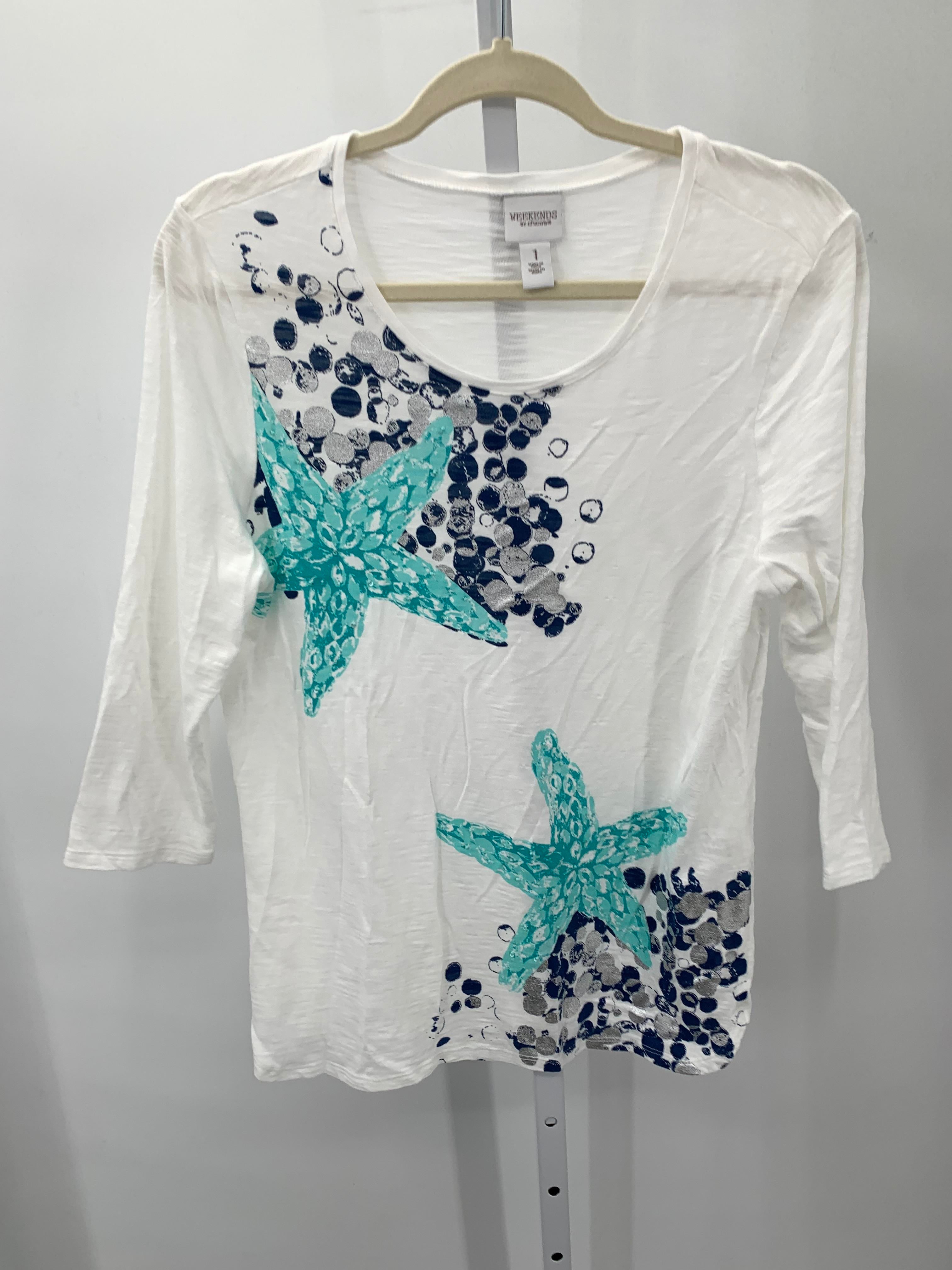 Chico's Size Small Misses 3/4 Sleeve Shirt