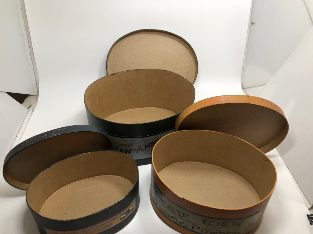 3PC PRIMITIVE NESTING "WASH" BOXES.