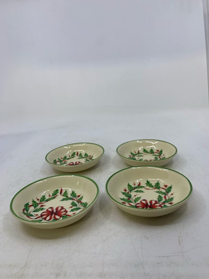 4 LENOX HOLIDAY SMALL DIP BOWLS.