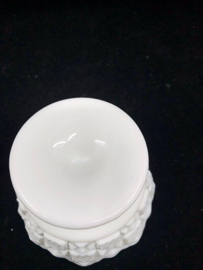 VTG SHORT FOOTED TEXTURED MILK GLASS CANDY DISH/ PLANTER.