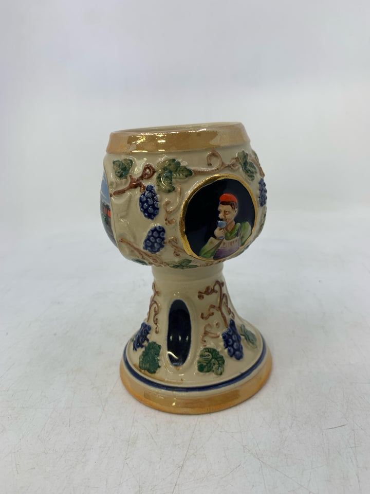 CERAMIC GERMAN FESTIVAL WINE GOBLET CHALICE GERZIT.