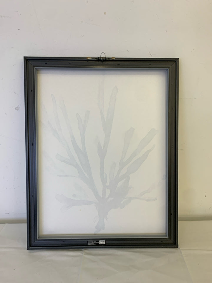 BLUE ABSTRACT (CORAL) IN DARK GREY FRAME.