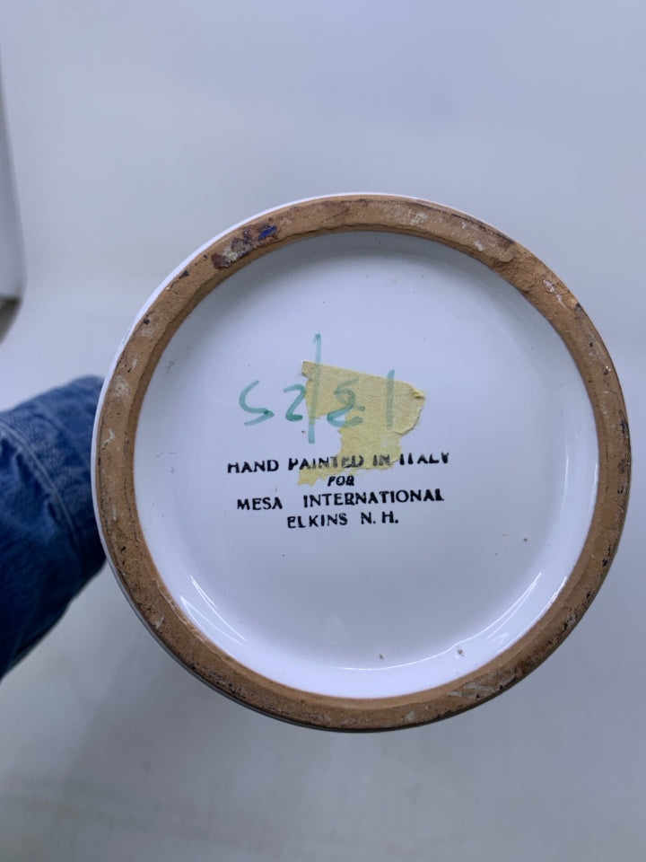 WHITE PITCHER W/ COLORED POLKA DOTS/FRUIT.