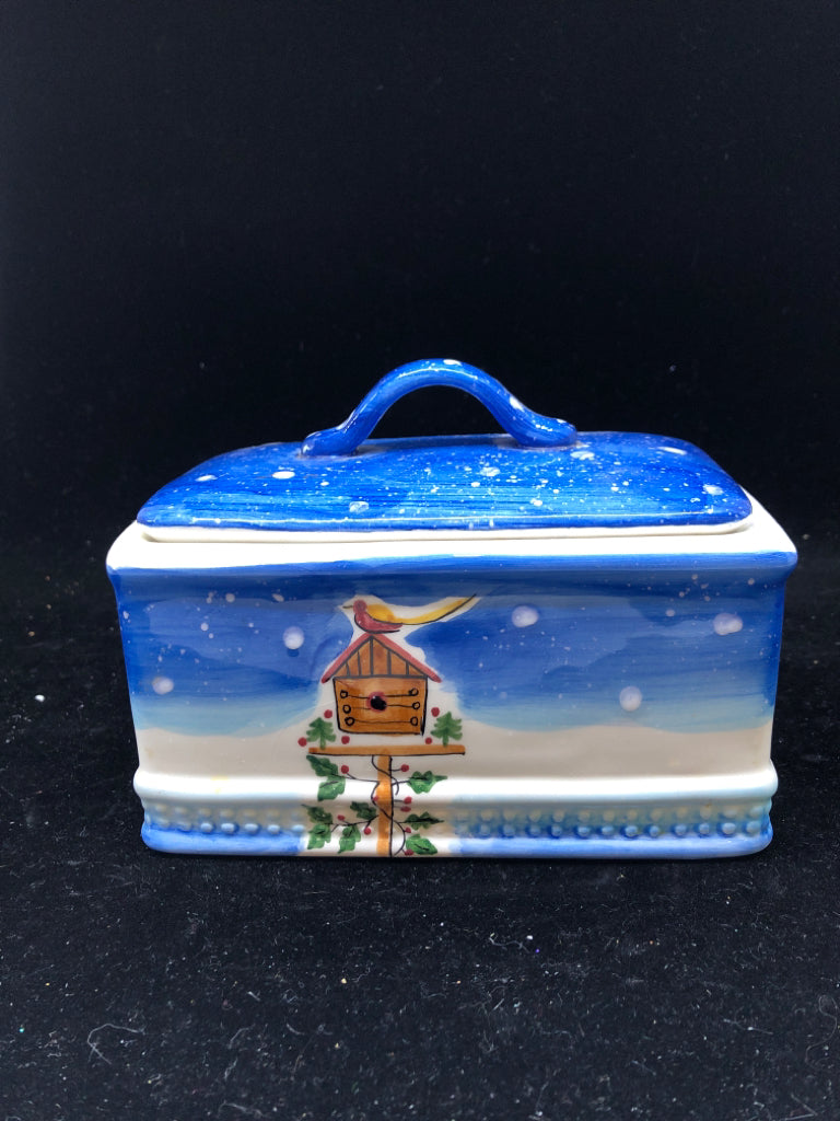 RECTANGLE PAINTED SNOWMAN CANISTER.