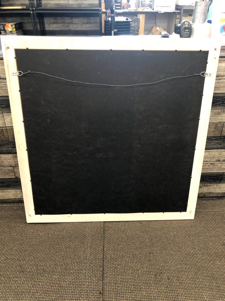 LARGE WHITE WOOD WALL MIRROR.