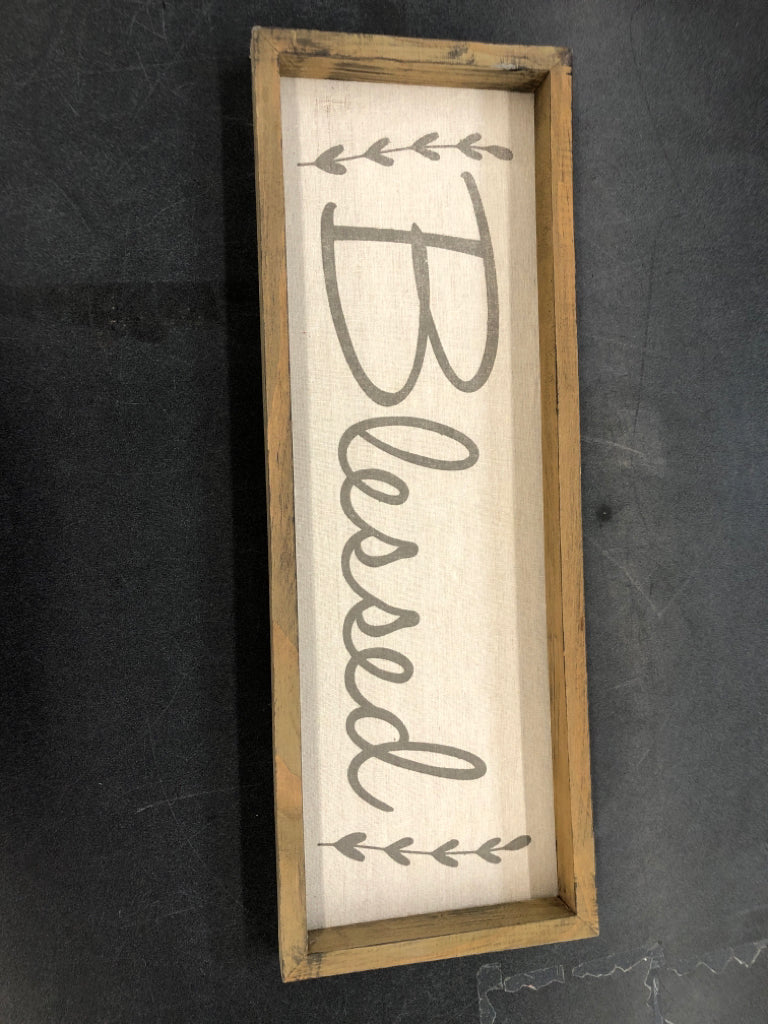 CREAM BLESSED IN WOOD FRAME WALL ART.