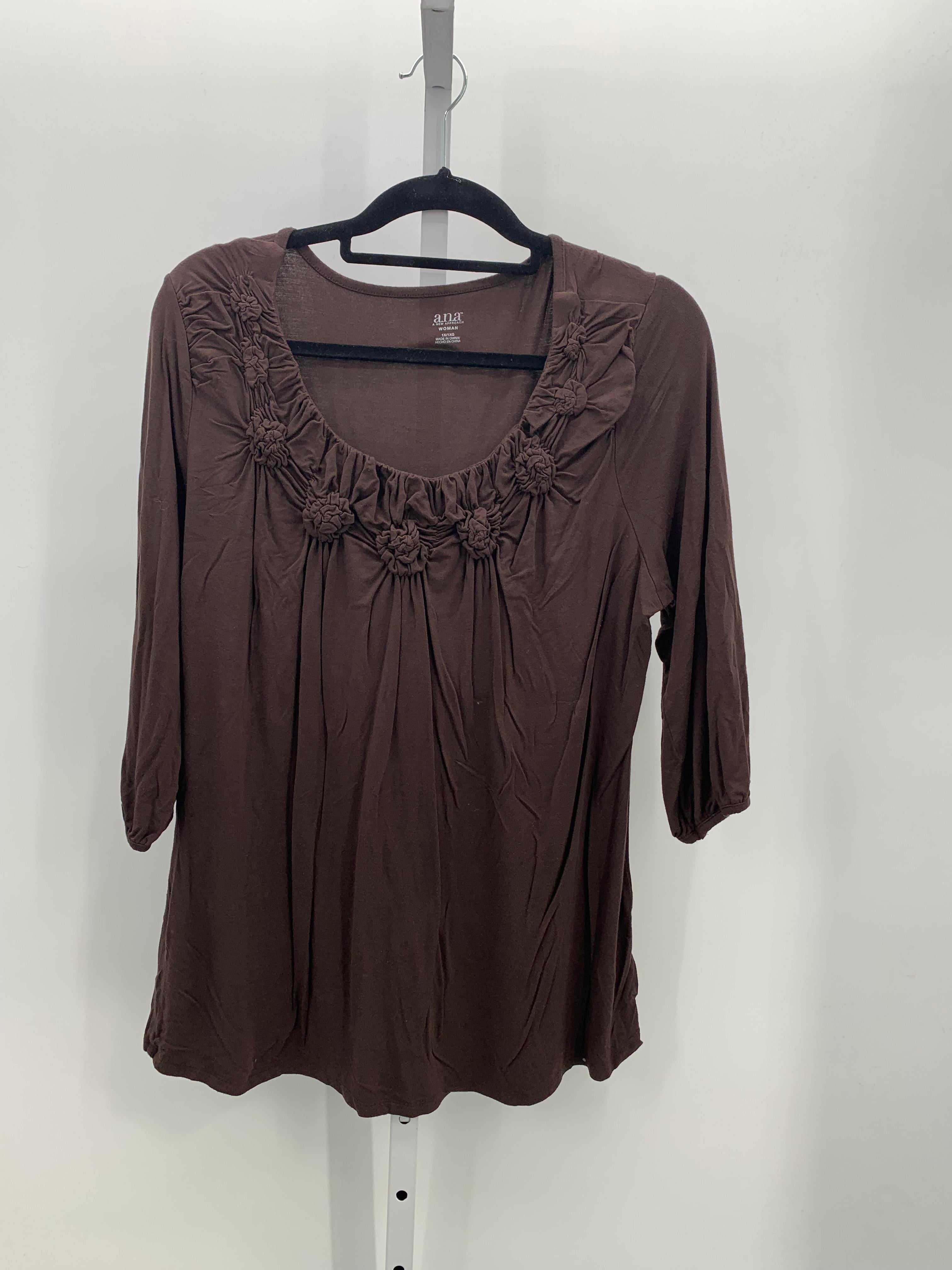 A.N.A. Size 1X Womens 3/4 Sleeve Shirt