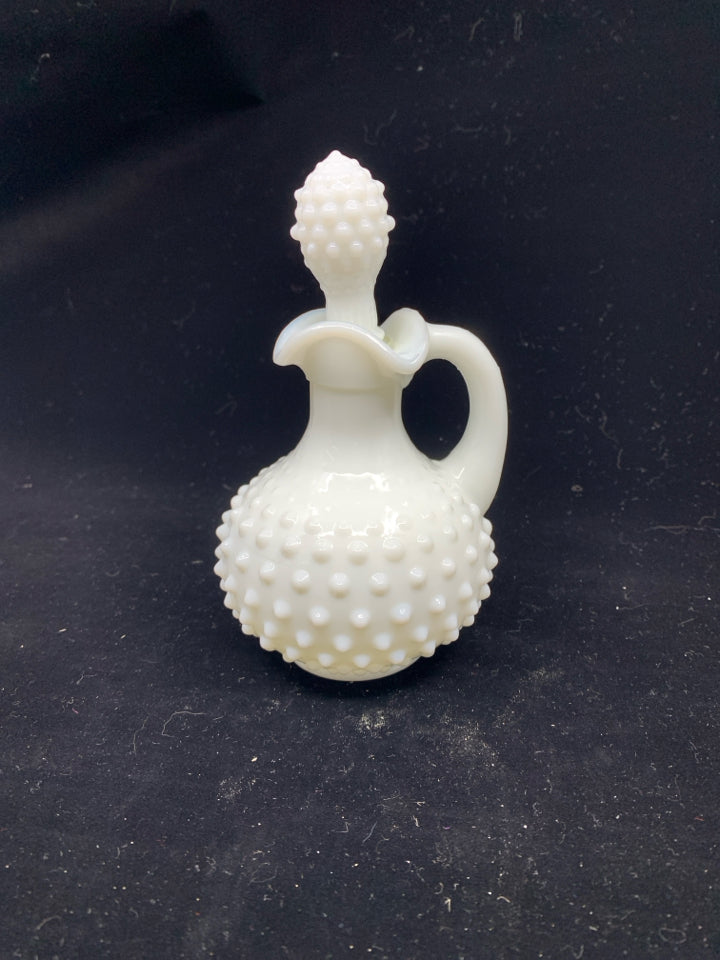 VTG HOBNAIL SMALL PITCHER W STOPPER.