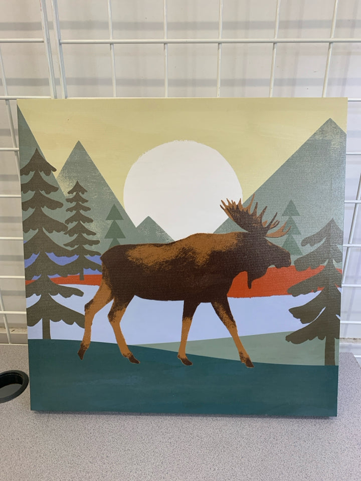 MOOSE IN FOREST CANVAS.