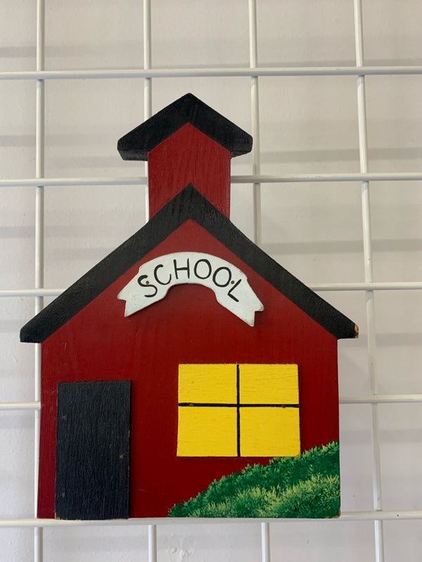 WOOD PAINTED SCHOOL WALL HANGING.