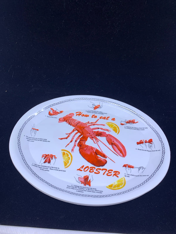 4 MELAMINE "HOW TO EAT LOBSTER OVAL PLATES.