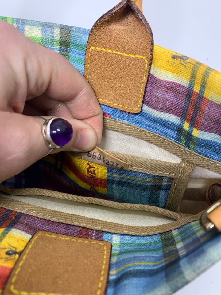 Vtg Dooney & Bourke Madras Plaid Patchwork 'Picnic' Purse *No Long Strap/Signs O
