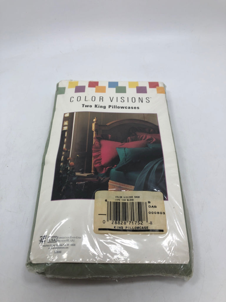 SAGE GREEN KING PILLOWCASES.