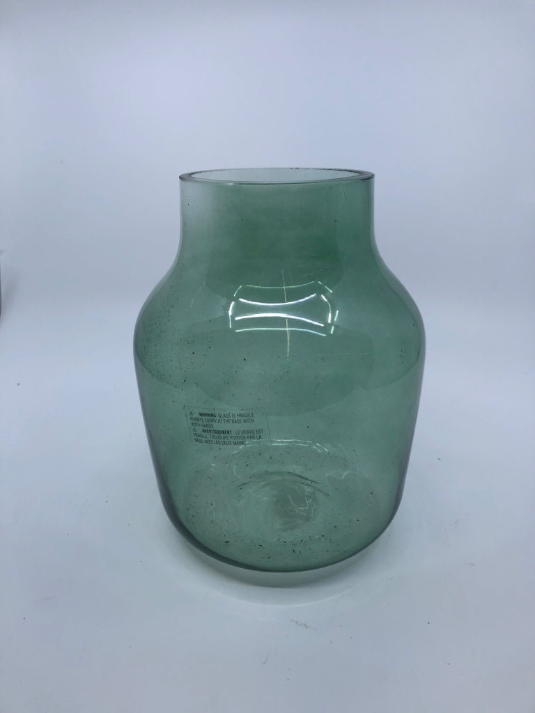 GREEN GLASS VASE.