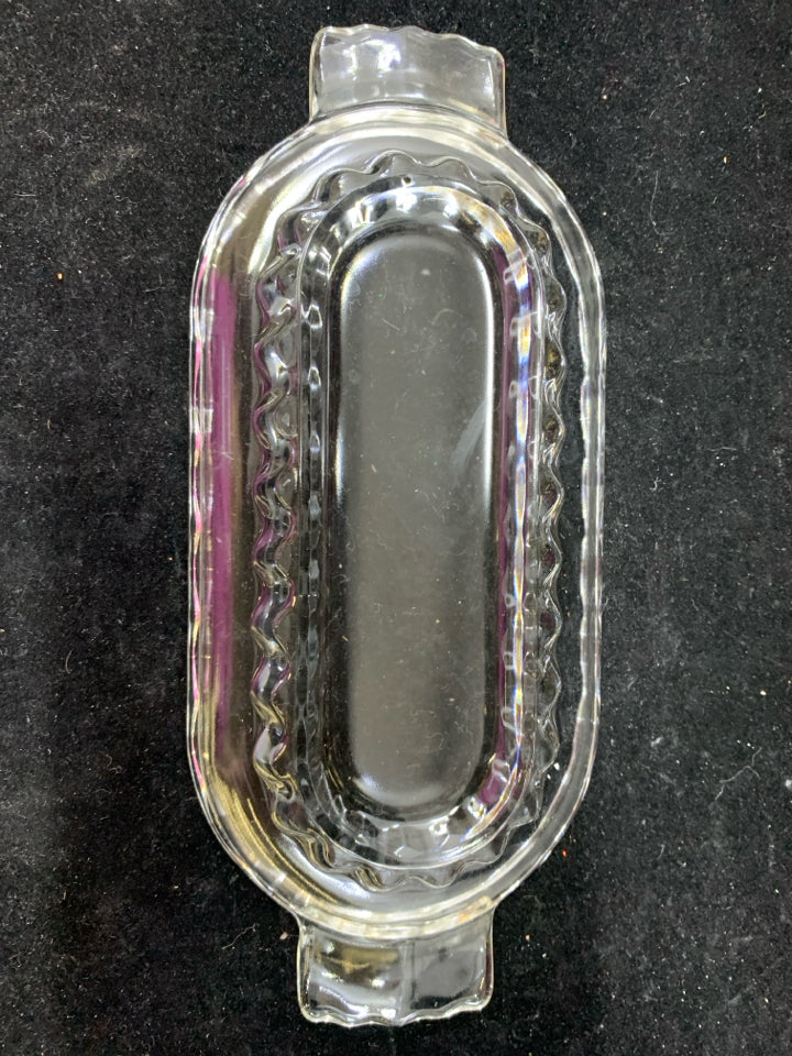 3PC VTG CLEAR SUGAR AND CREAMER W PLATE.