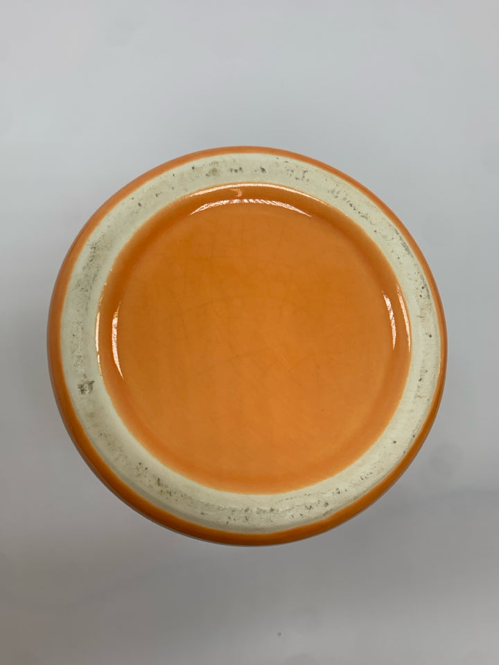 ORANGE CERAMIC BUD VASE.