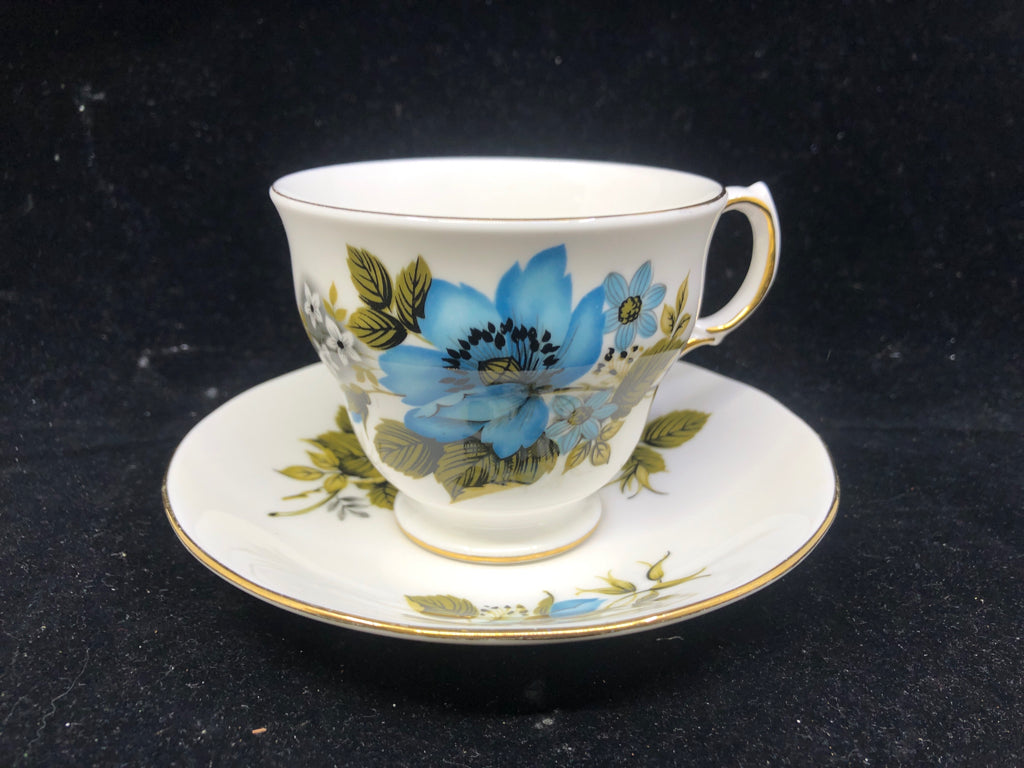 VTG BLUE FLOWER CUP AND SAUCER.