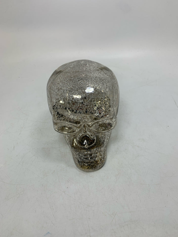 MERCURY LIGHT WEIGHT HOLLOW GLASS SKULL.