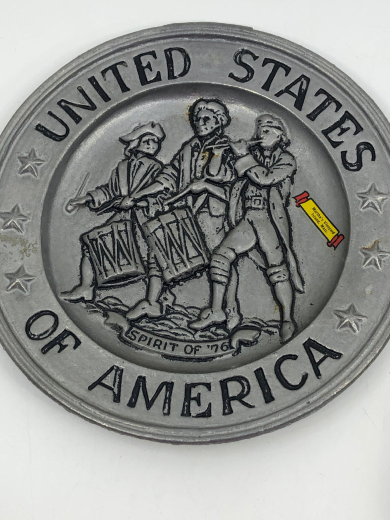 PEWTER UNITED STATES OF AMERICA DECORATIVE PLATE.