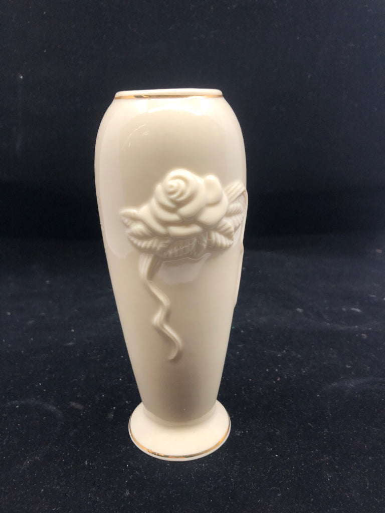 LENOX EMBOSSED ROSE VASE.