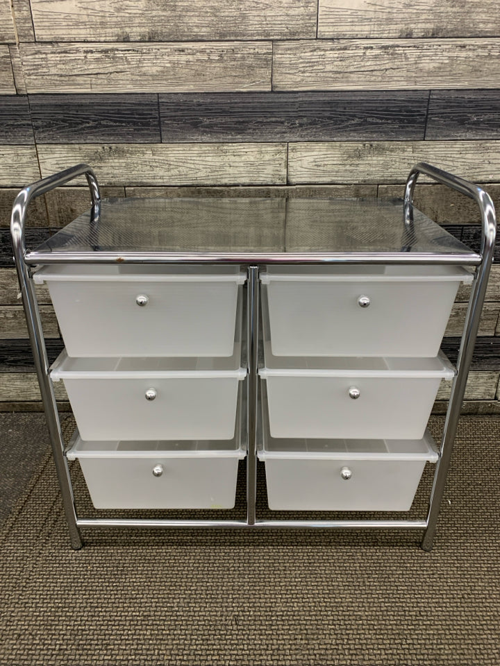 6-DRAWER SILVER PLASTIC ORGANIZER.