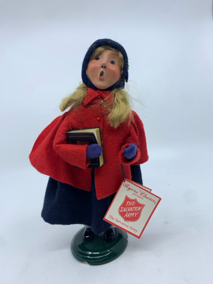 2009 BYERS CHOICE SALVATION ARMY SCHOOLGIRL HOLDING BOOK.