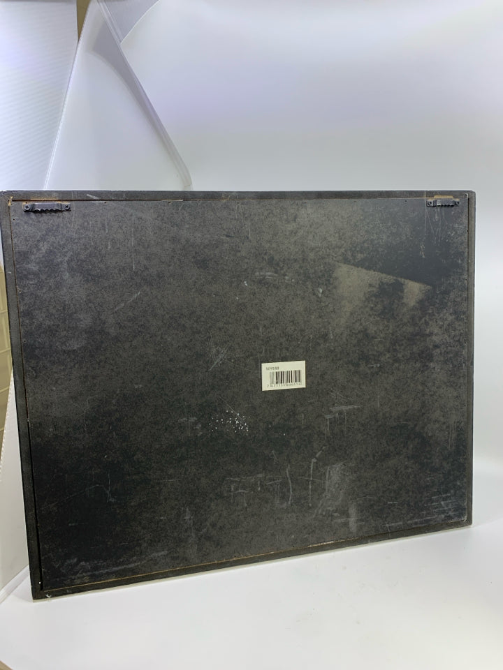 "FAMILY" ON WOOD SLATS IN WHITE FRAME.