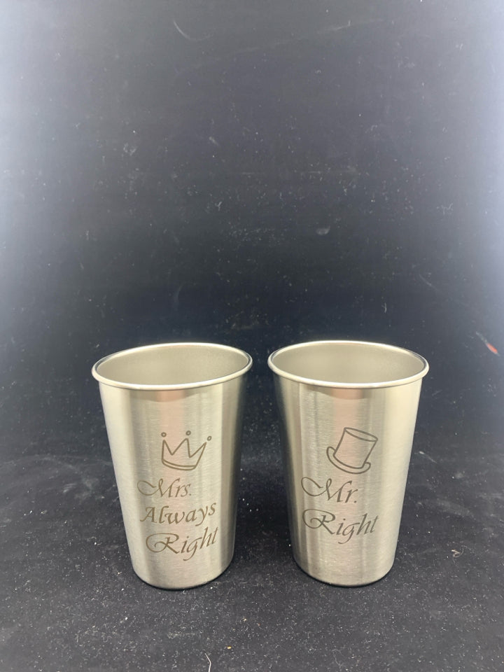 2 STAINLESS STEEL TUMBLERS.