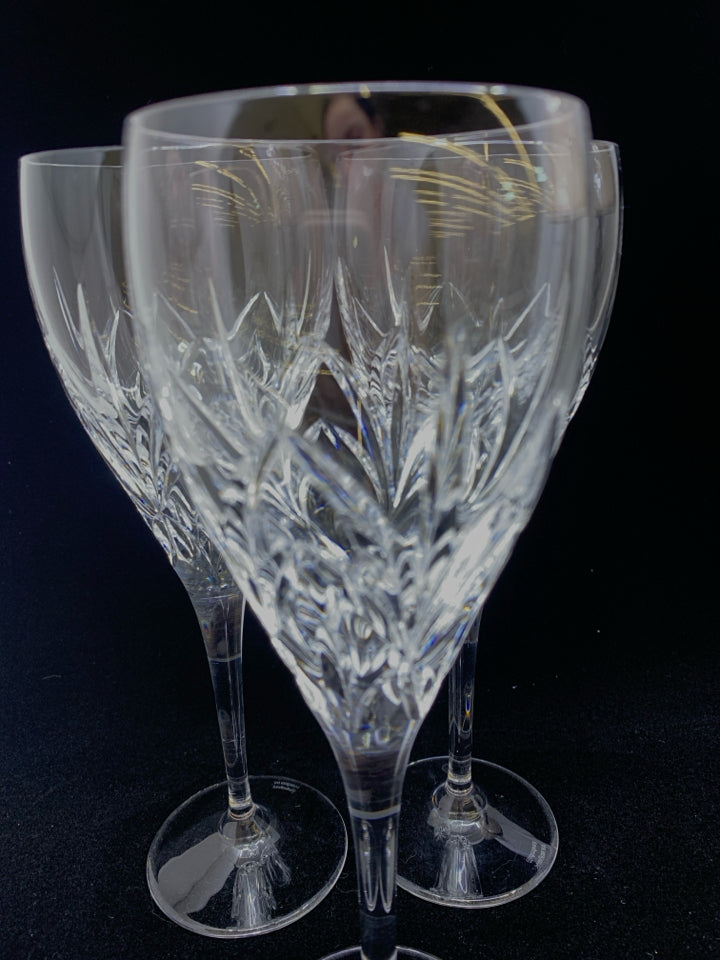 3 WATERFORD LONG STEM WINE GLASSES.