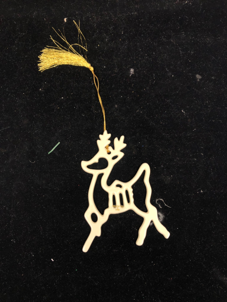 PIERCED LENOX REINDEER ORNAMENT.