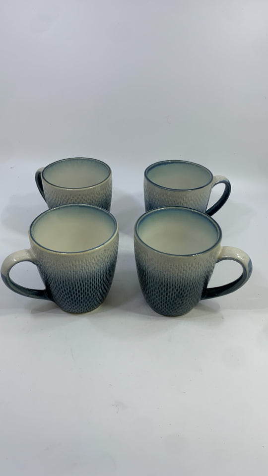 4 ECLIPSE BLUE PFALTZGRAFF COFFEE MUGS.
